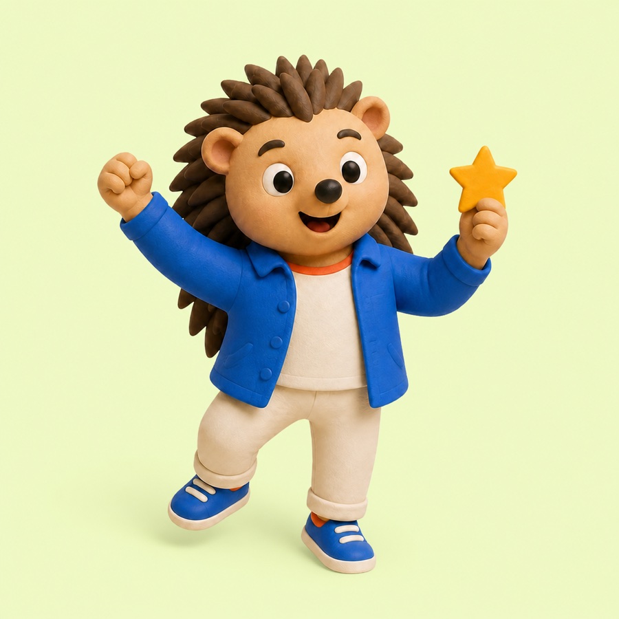 Pip celebrating a completed learning round